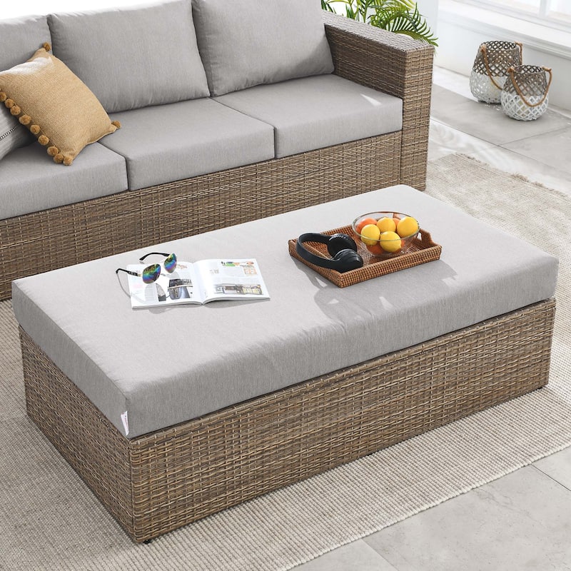 Convene Outdoor Patio Outdoor Patio Rectangle Ottoman - Cappuccino Gray