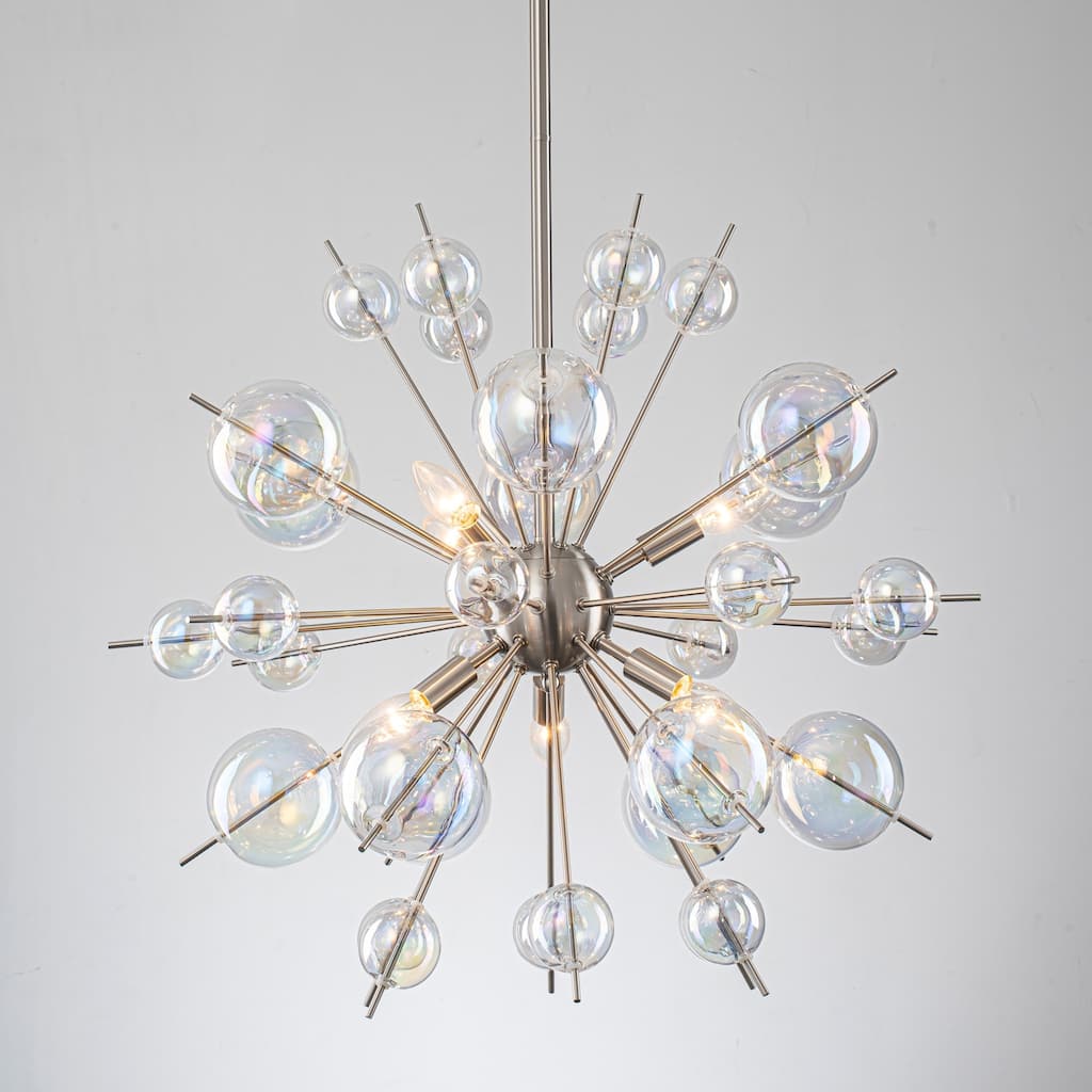 6-Light Sputnik Style Metal & Glass Chandelier with Colorful Glass Balls for Living Room - 6 Light