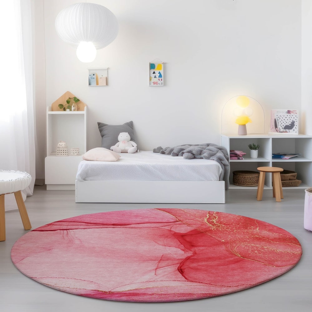 Machine Washable Indoor/ Outdoor Abstract Chantille Rug