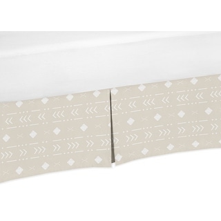 Boho Aztec Geometric Boy Girl Crib Bed Skirt - Gender Neutral Beige Taupe Tan White Bohemian Southwest Tribal Llama Collection