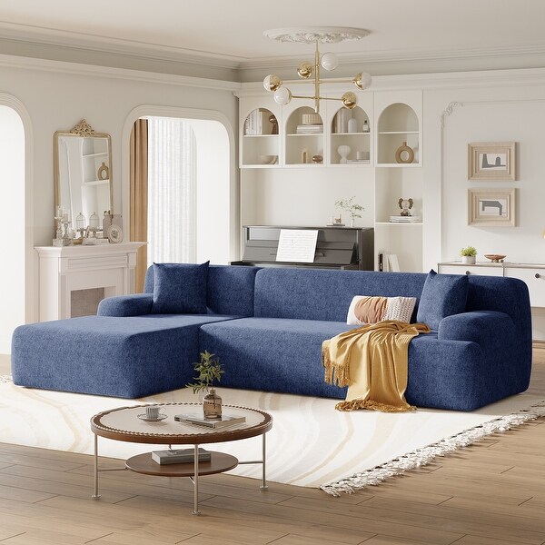 L Shape Modular Sofa Set Floor Loveseat with Right Chaise Lounger