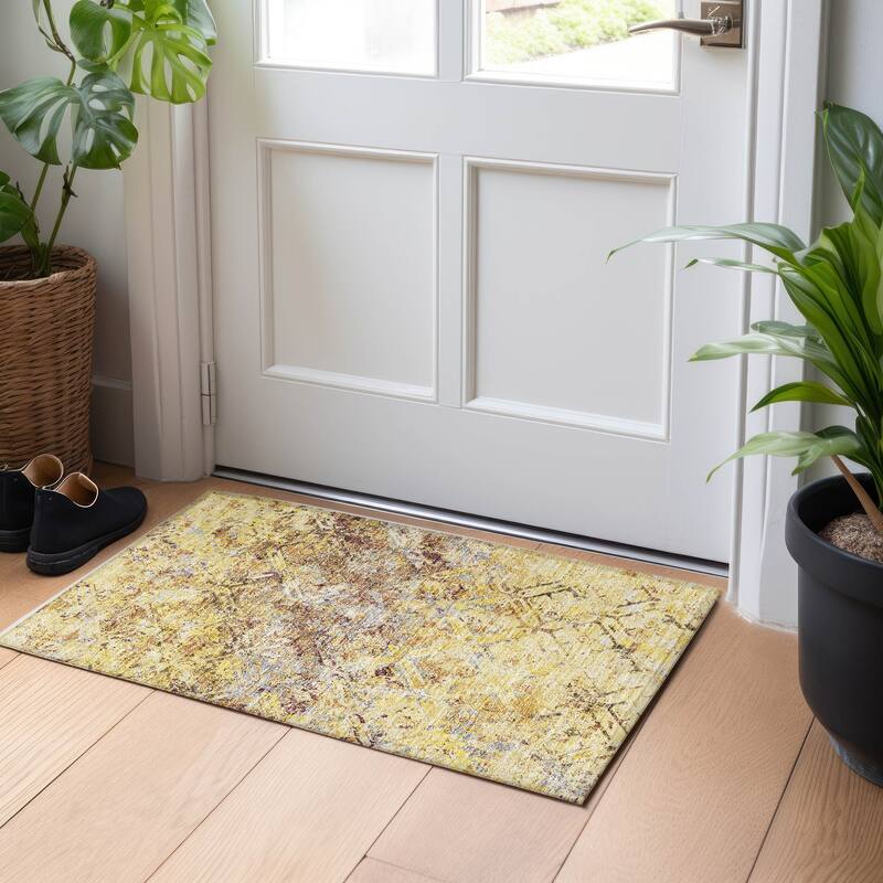 Premium Washable Super Soft Trellis Distressed Mayfield Rug - Wheat - 1' 8" x 2' 6" - Rectangle