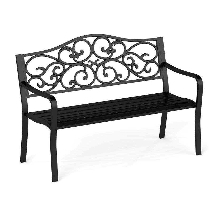 Costway 50" Porch Bench with Ergonomic Backrest & Armrests Floral - See Details