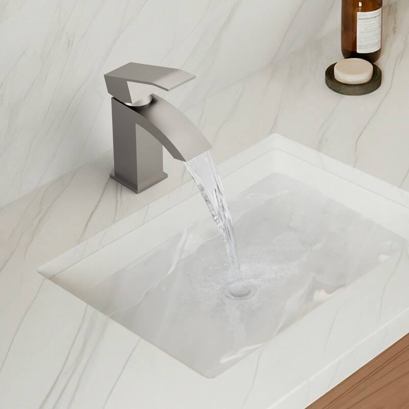 Single Handle Single Hole Waterfall Bathroom Faucet with Pop‑Up Drain