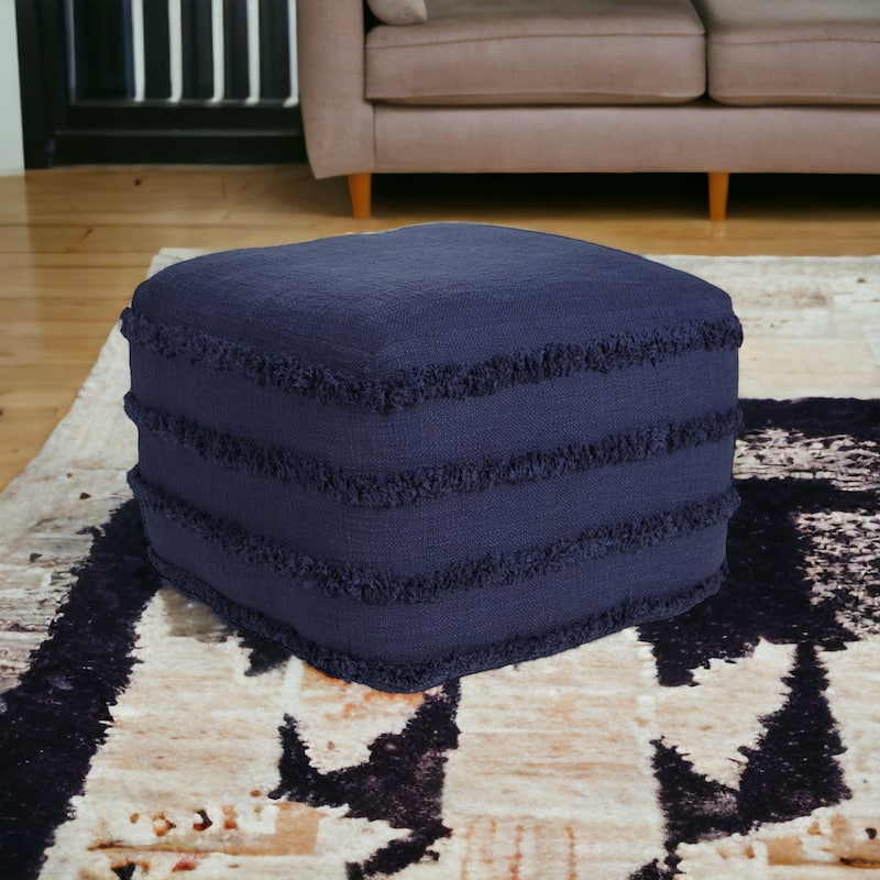 18" Cotton Striped Pouf Ottoman for Living Room, Bedroom or Office