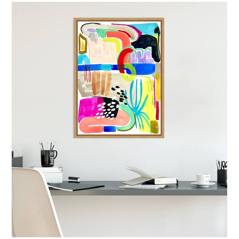 Kate and Laurel Sylvie Abstract 10 Framed Canvas by Emma Daisy
