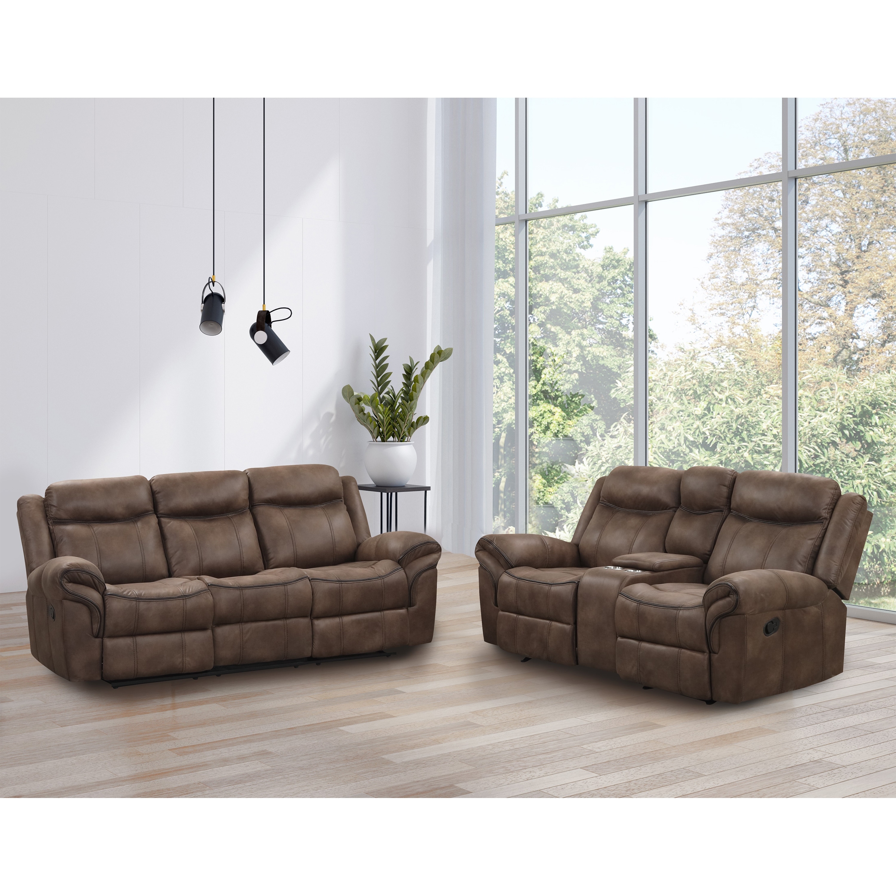 Microsuede top reclining sofa