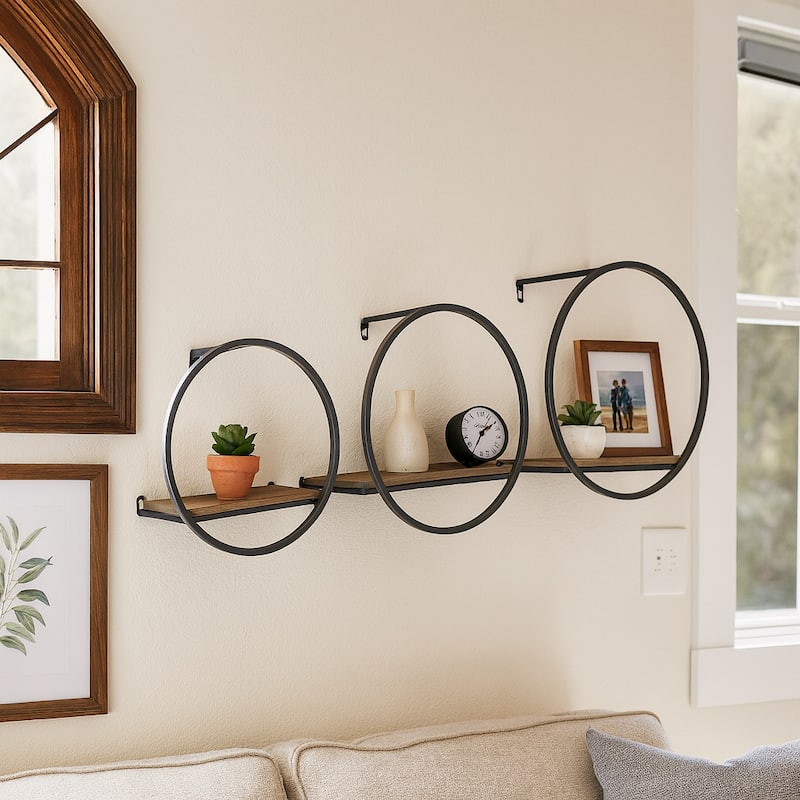 Metal Modern Circular Wall Shelves - Set of 3