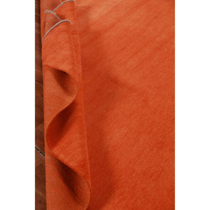 Hand Knotted Oriental 100% Wool Carpet Modern Solid Oranges & Rust Gabbeh Area Rug - 9' 5'' X 6' 3''