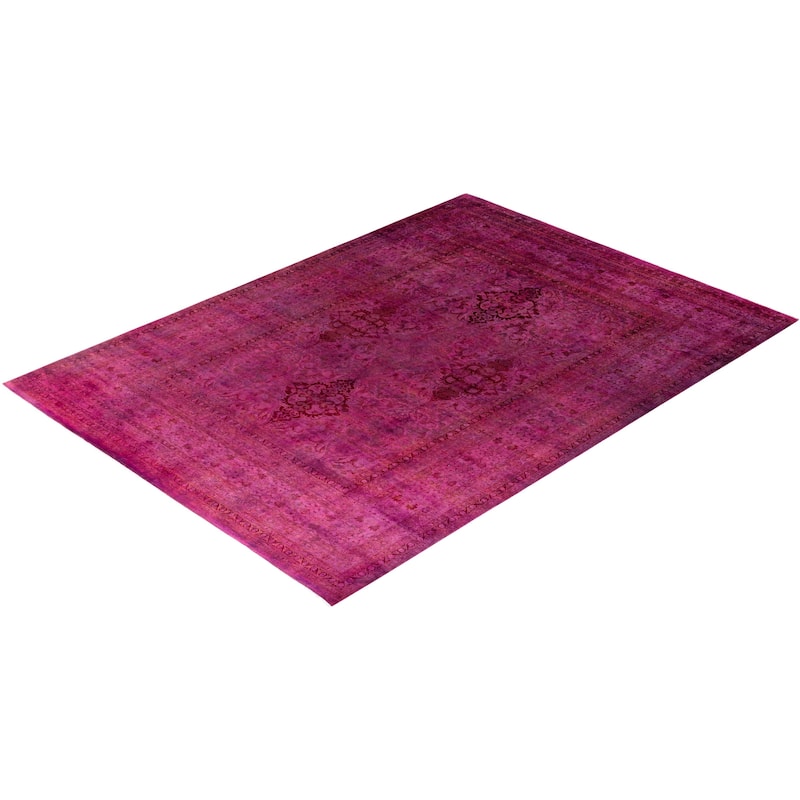 Overdyed, One-of-a-Kind Hand-Knotted Area Rug - Pink - 10' 2" x 13' 8"