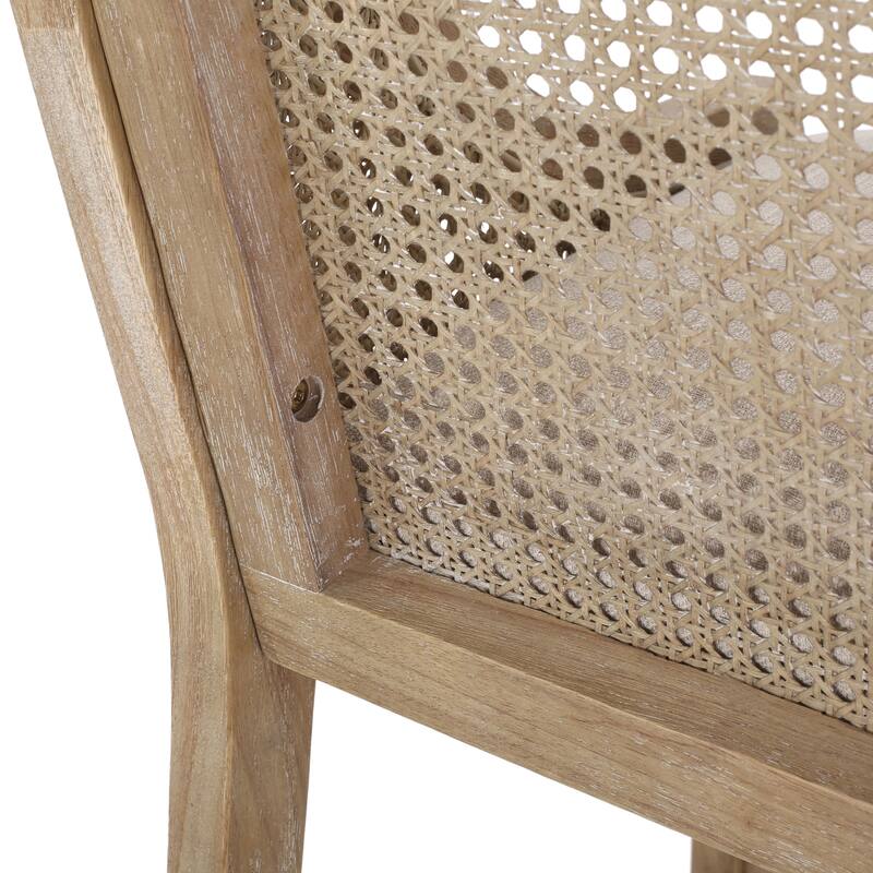 French Country Breck Upholstered Barstools with Cane Backrest (Set of 2) - 30-inch Seat Height by Christopher Knight Home.