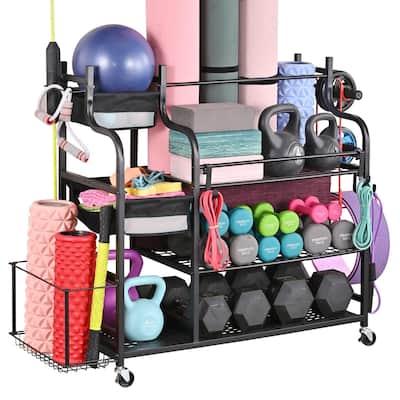 Yoga Mat Storage Rack, Weight Rack for Dumbbells, Home Gym Storage - 51.4"(L) x 15.7"(W) x 36.6"(H)