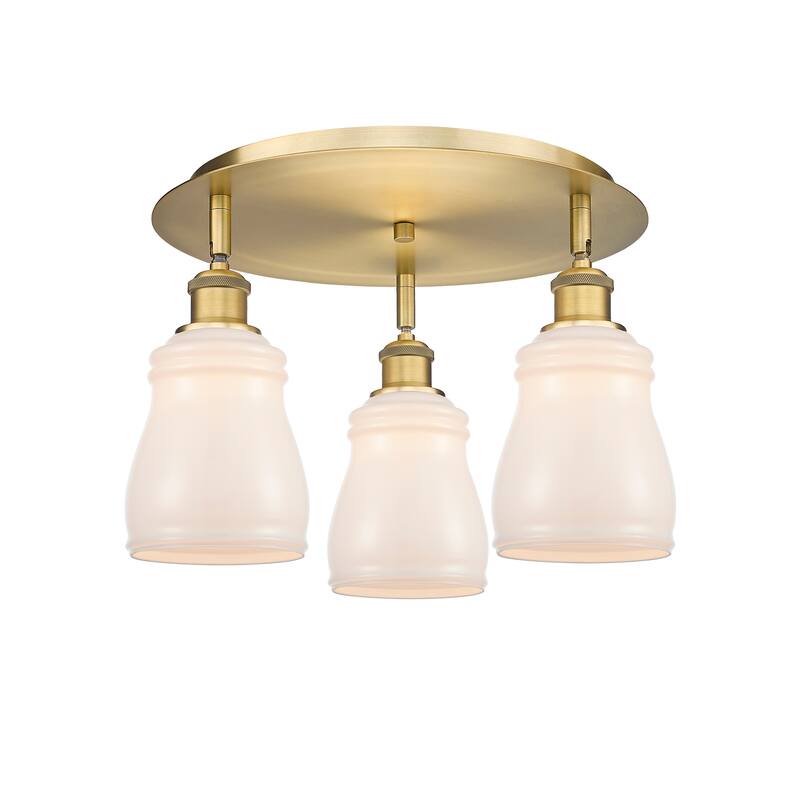 Innovations Lighting Ellery - 3 Light 17" Flush Mount - Brushed Brass/White