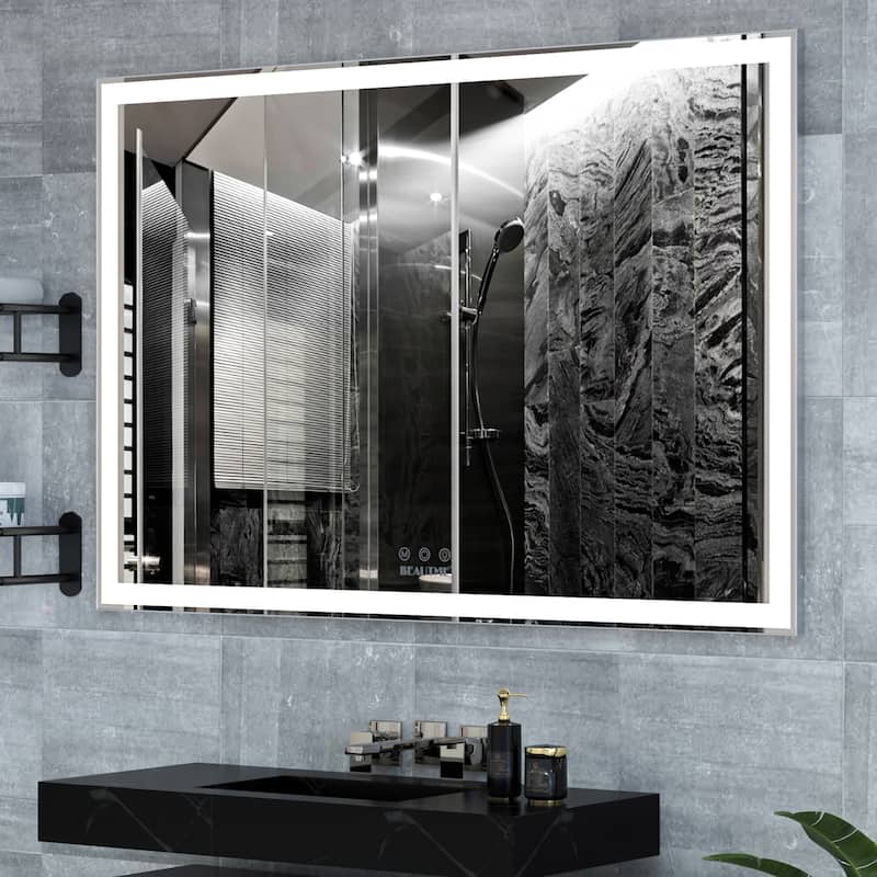 60 inch Rectangular Framed Wall Mounted LED Bathroom Vanity Mirror - 60" x 40"