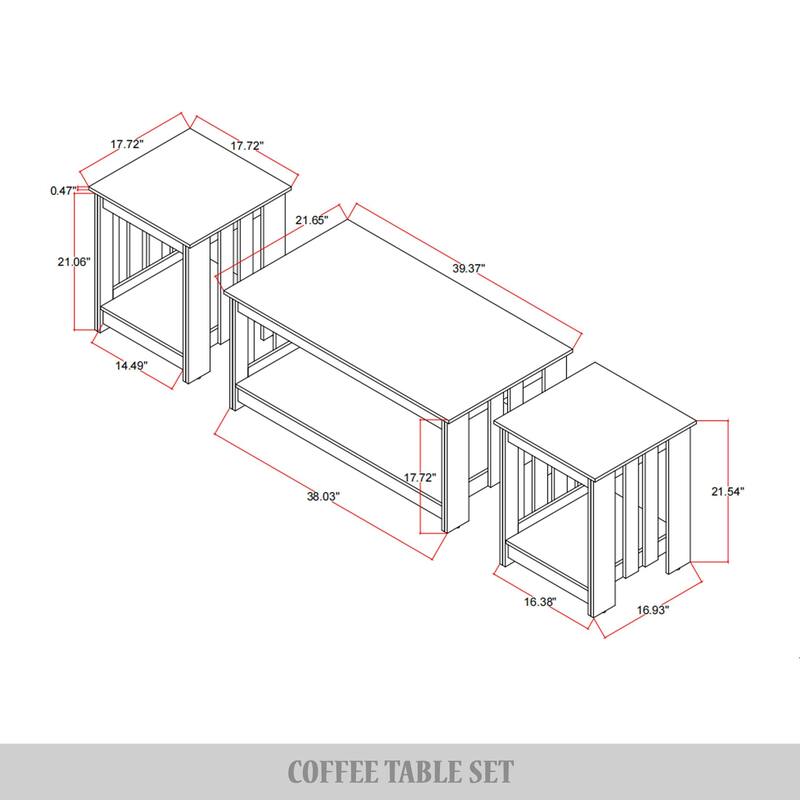 CraftPorch Minimalist Coffee Table Set