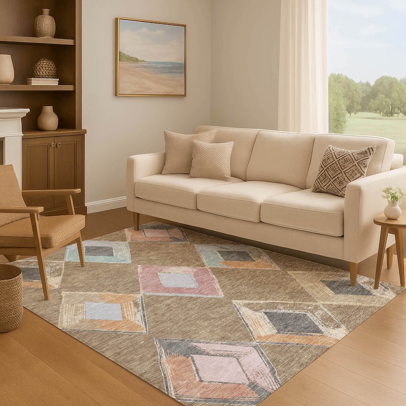 Premium Washable Super Soft Modern Diamond Mayfield Rug