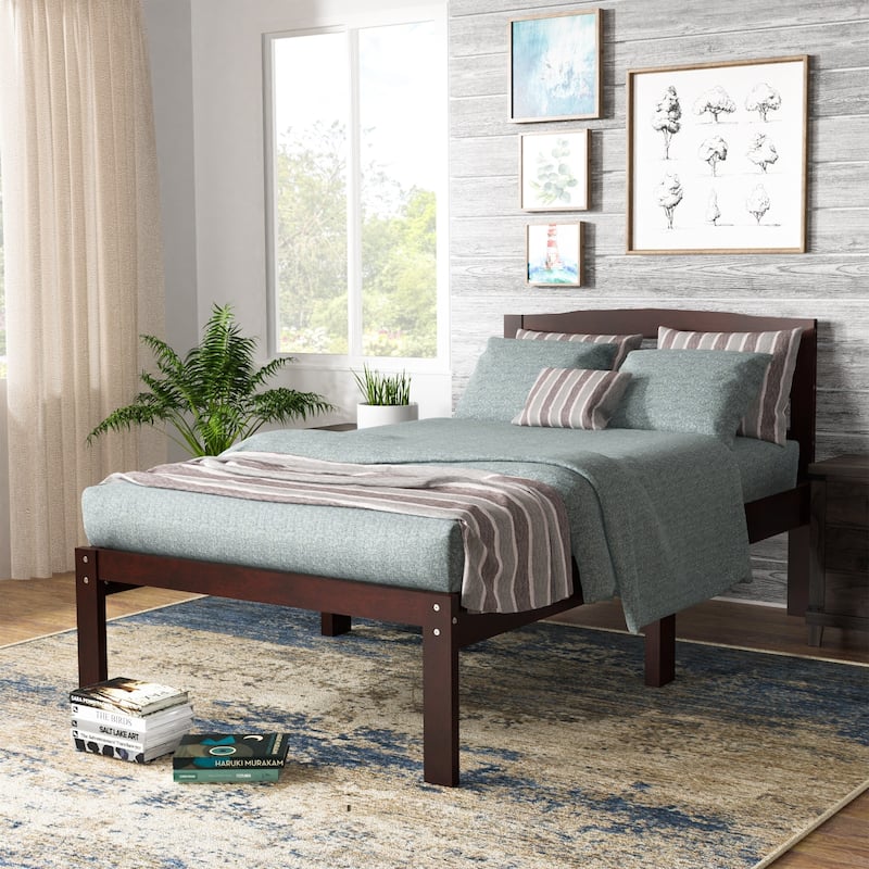 Amaryllis Contemporary Twin Wood Platform Kid Bed with Slatted Headboard by Taylor & Olive