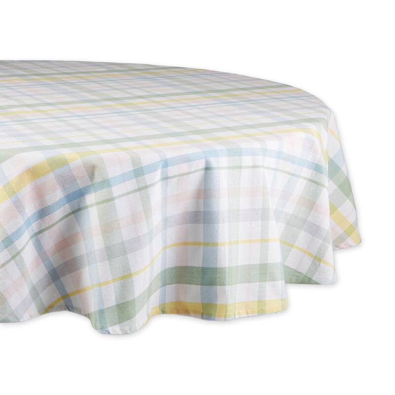 Sweet Spring Plaid Tablecloth 60x84 - Tablecloth, 70" Round