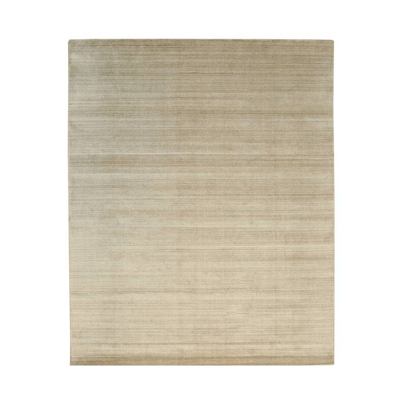 Light Gold Handmade Wool & Viscose Transitional Urban Rug, 9' x 12', plush cozy accent - L
