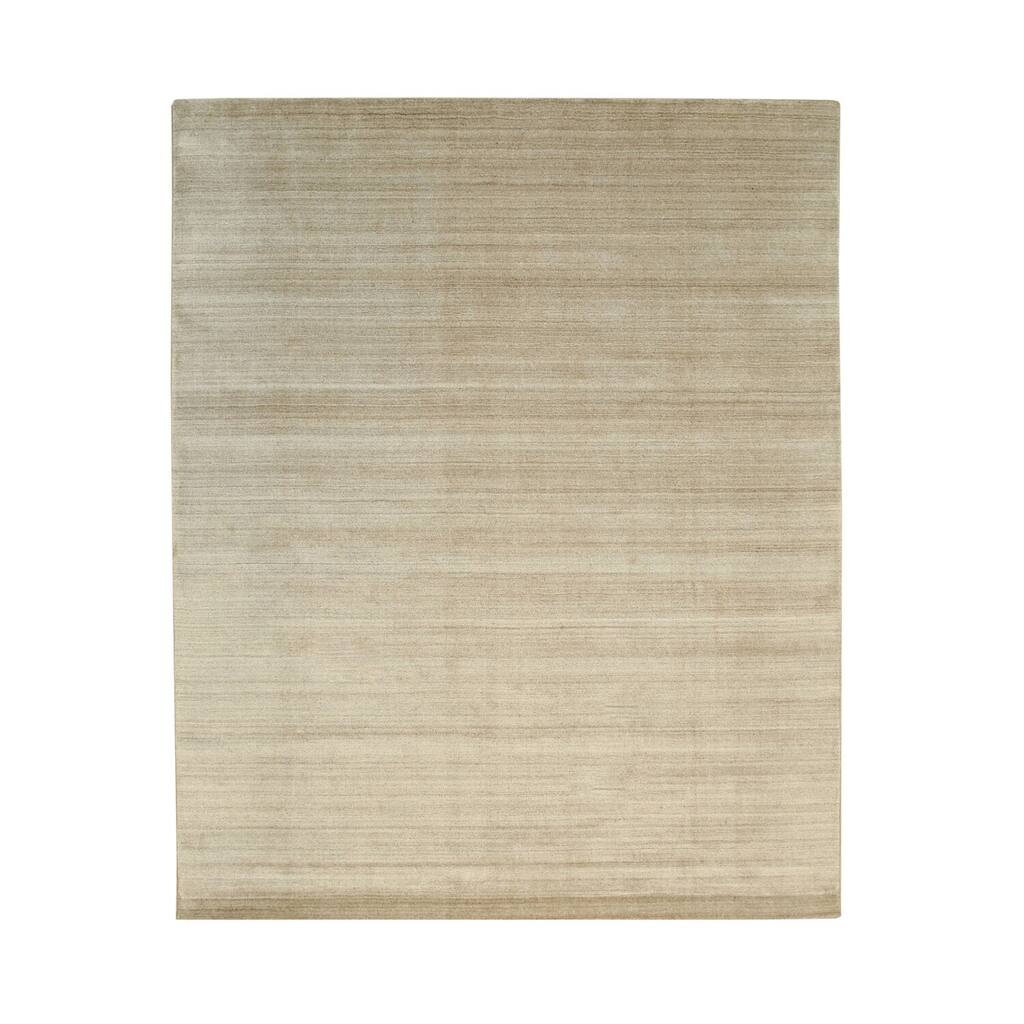 Light Gold Handmade Wool & Viscose Transitional Urban Rug, 9' x 12', plush cozy accent - L