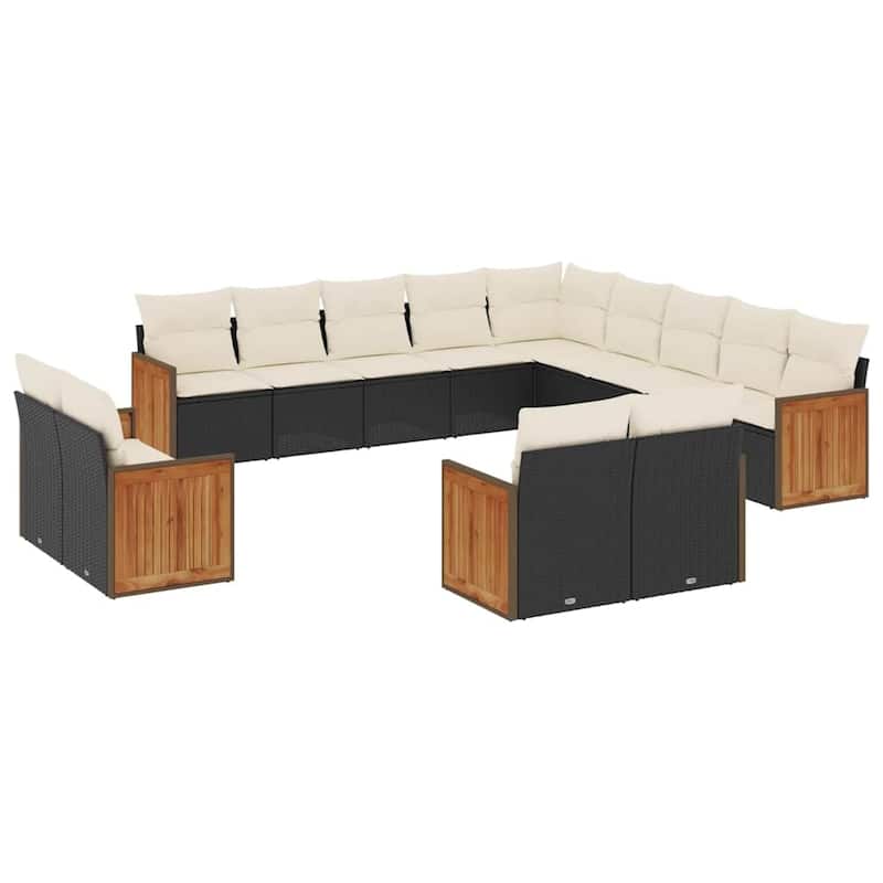 vidaXL Patio Sofa Set with Cushions Outdoor Conversation Furniture Poly Rattan