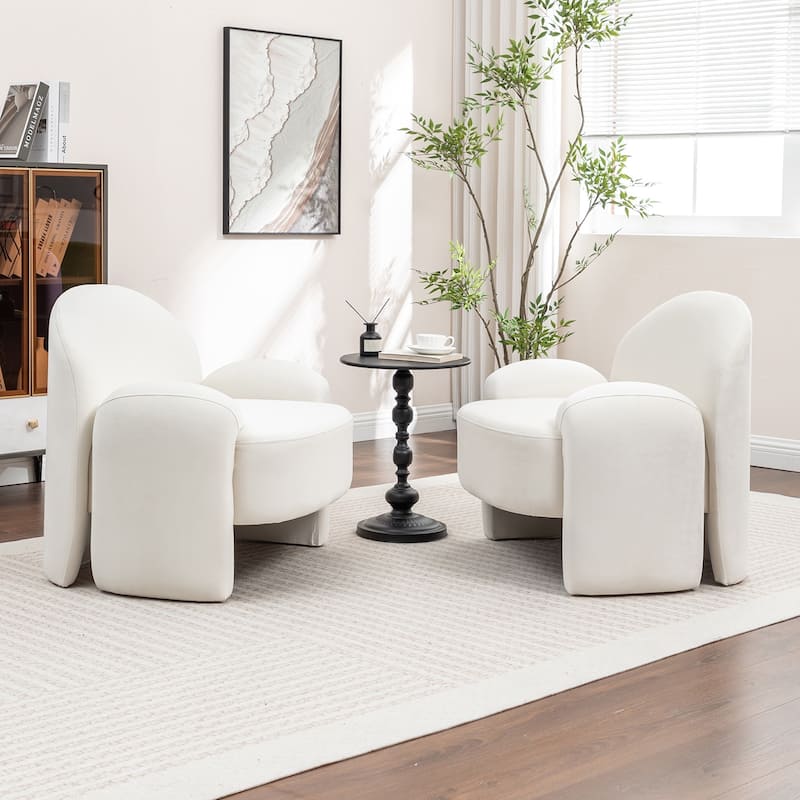 SEYNAR Modern Glam Velvet Thickened Seat Cushion Accent Chair Set of 2