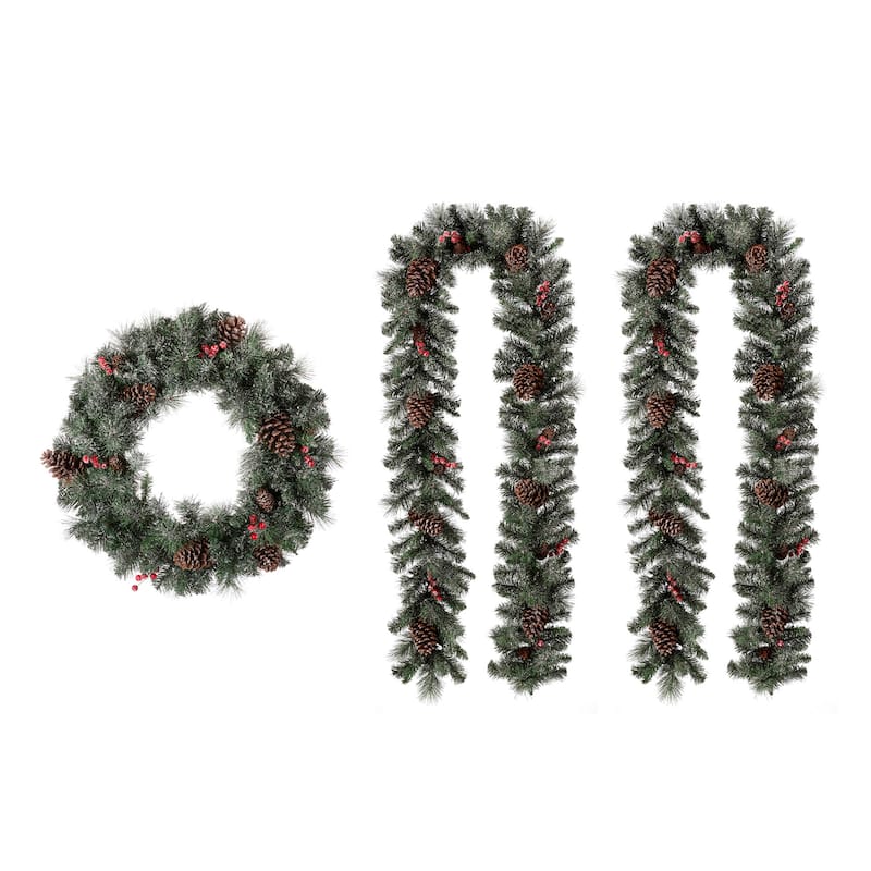 Glitzhome 4ft/5ft/6ft Flocked Pine Christmas Potted Porch Tree With Warm White Lights