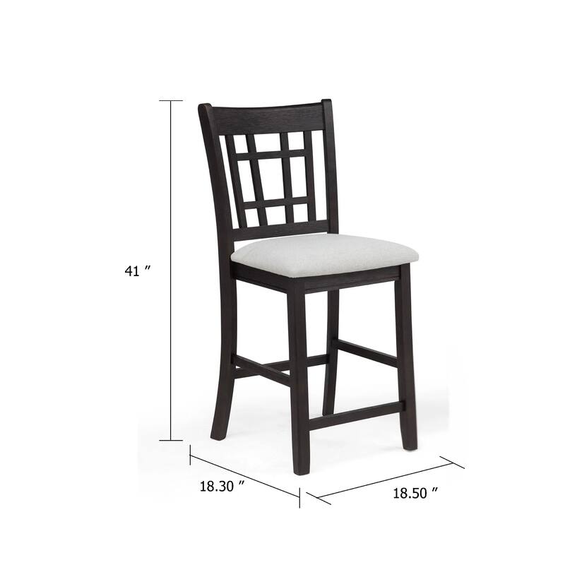Mipo Counter Height Dining Chair Set of 2, Black Grid Back, White Seats