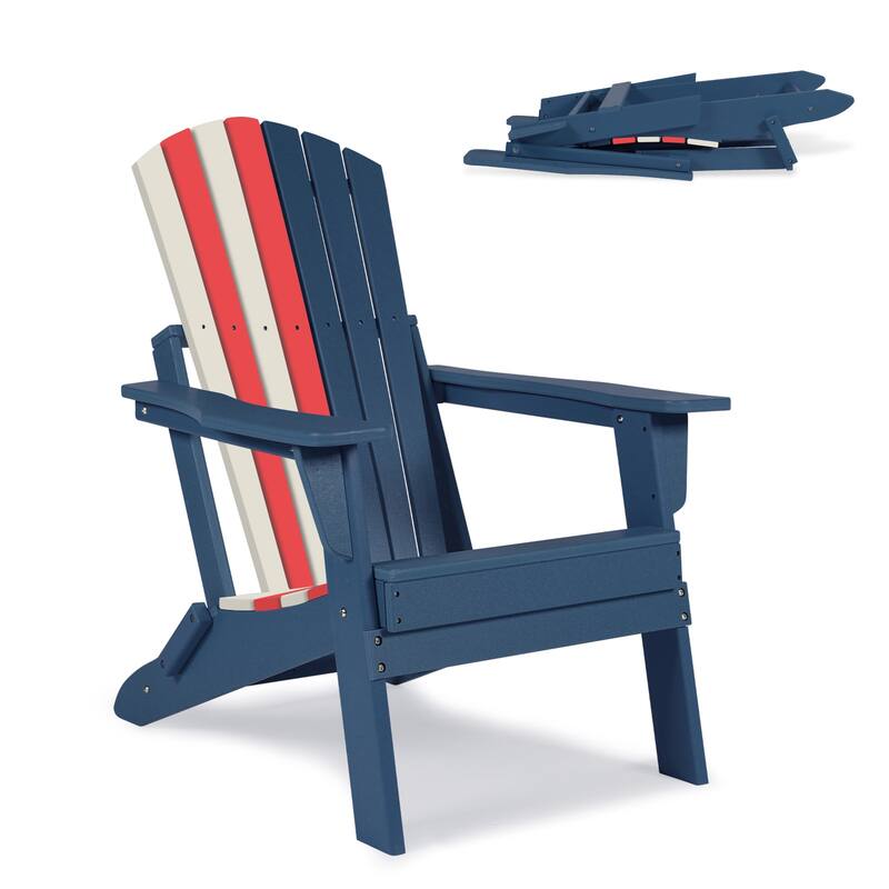 Aoodor Folding Patio Chairs - Stylish and Portable Seating - 32.3'' x 21.6'' x 37'' - Blue and Red