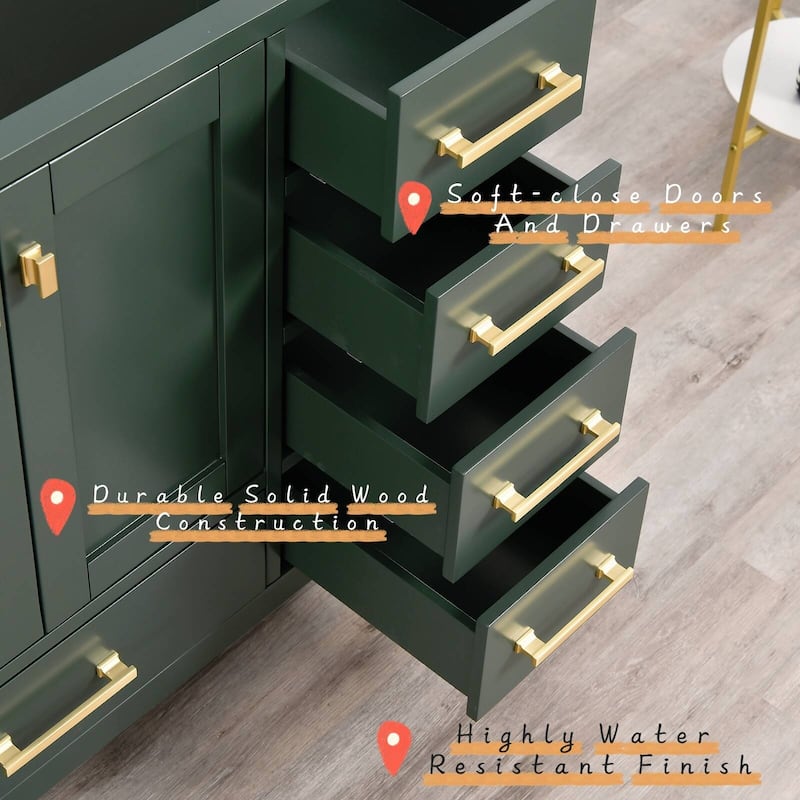 Prismora 48 in. Juniper Green Vanity with Countertop & Splash, Single Sink