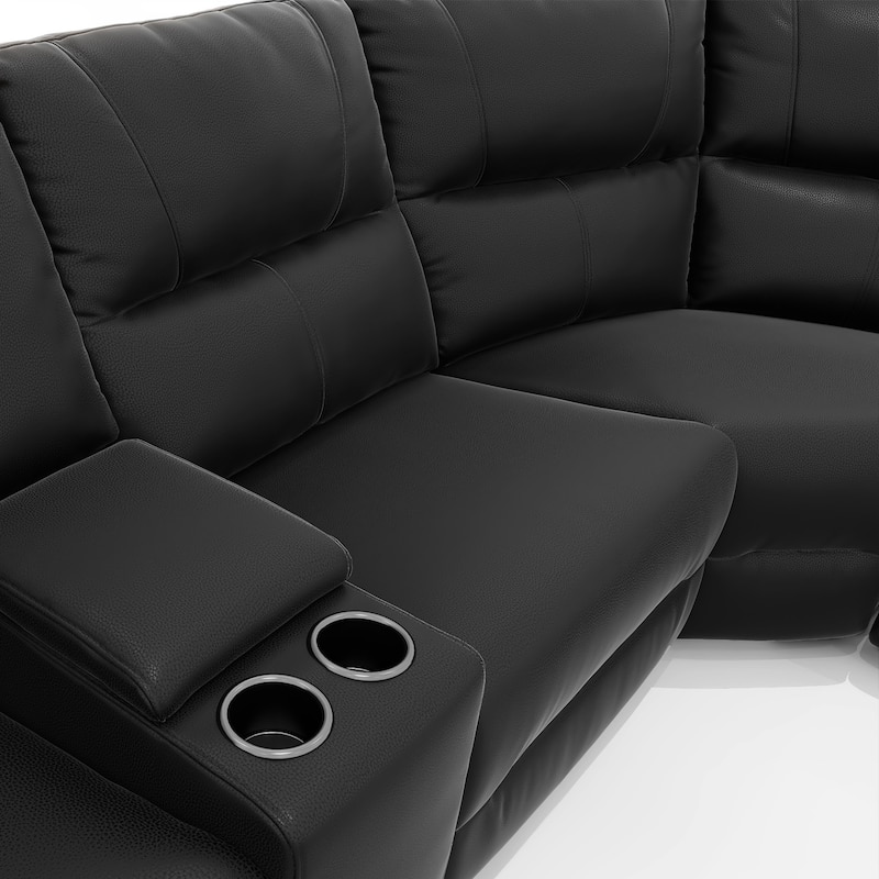 Malibu 130" 6-Piece Leather & Faux Leather Power Reclining Sectional
