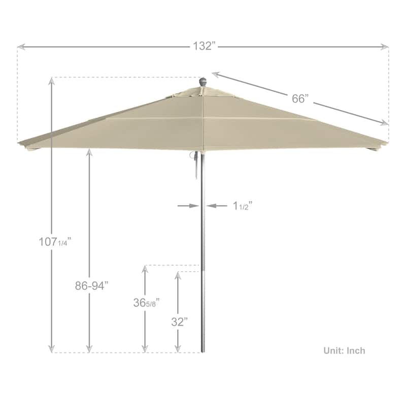 California Umbrella 11' Venture Series Patio Umbrella Silver Aluminum Pole Fiberglass Ribs Pulley Lift Pacifica