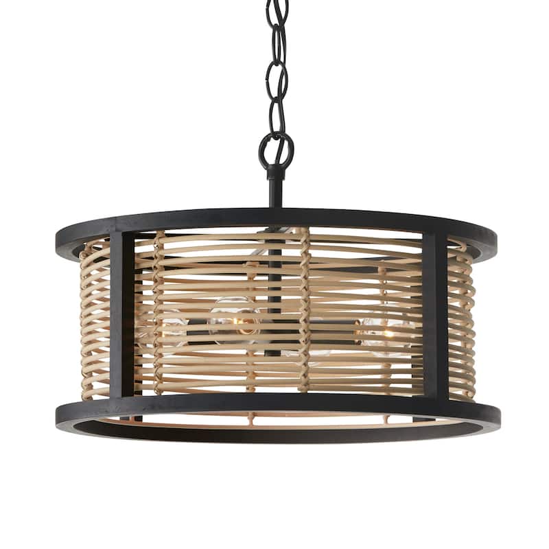 Rico 4-light Flat Black Convertible Pendant/ Semi-Flush Mount