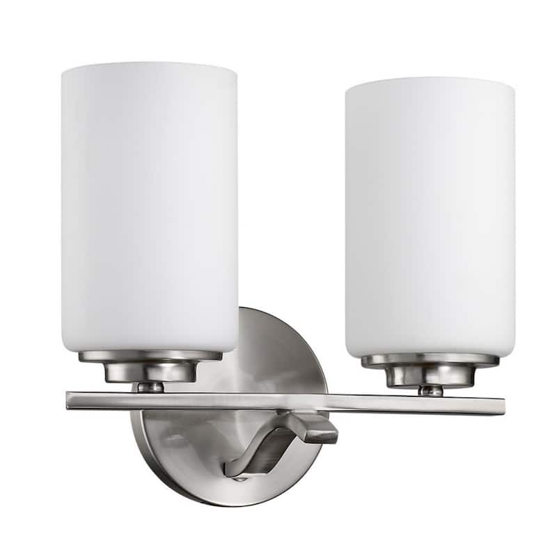 Modern Wall Mounted Vanity Light with Opal Etched Glass Shades and 2-Light Hardwired Fixture for Dry Locations