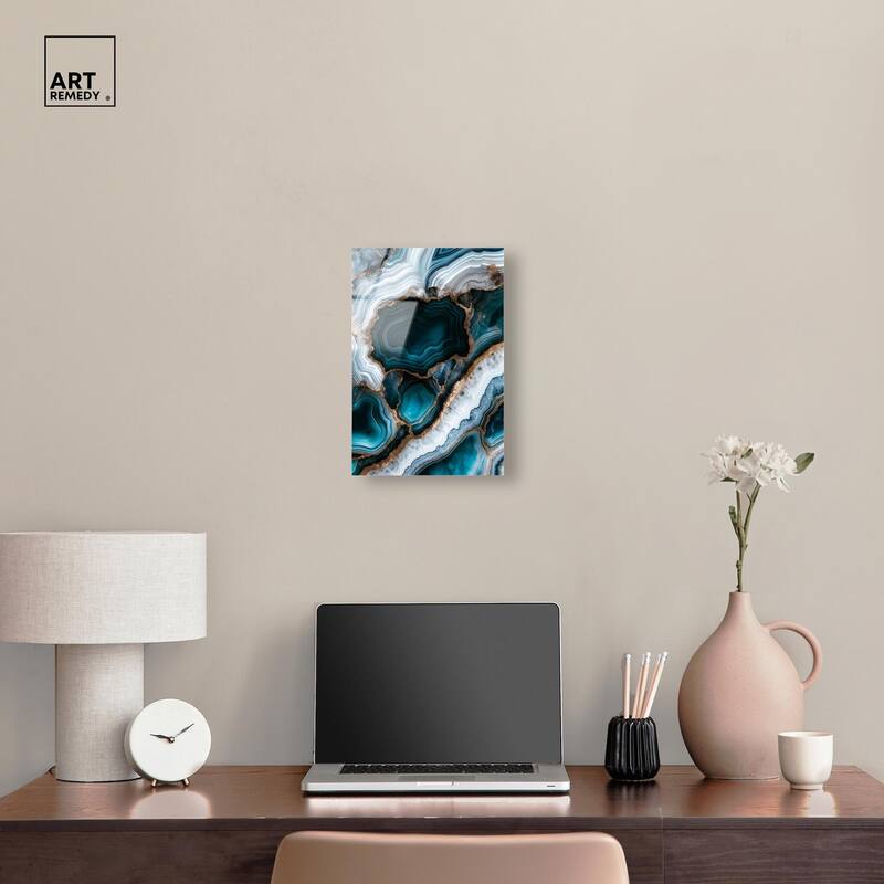 Teal Tectonic I Acrylic by Art Remedy, Ready to Hang