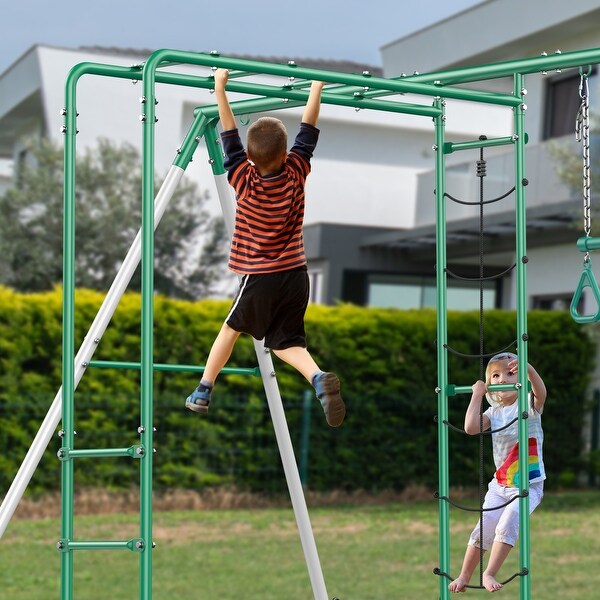 Hapfan Swing Sets for Backyard with Belt Swing Platform Swing Trapeze Bar Monkey Bar Climbing Net On Sale Bed Bath Beyond 40704076