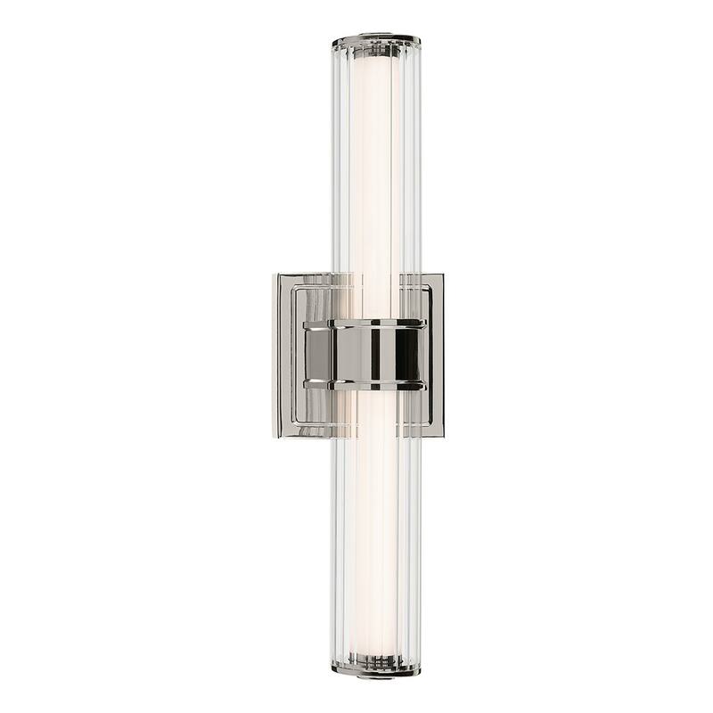 Kichler Lighting Laurene 18.5" Linear Bath Bar Small LED with Clear Fluted Glass in Polished Nickel