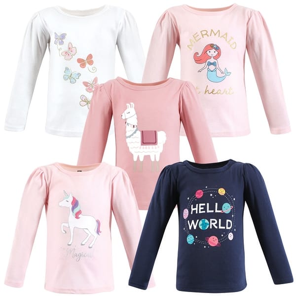 slide 1 of 1, Hudson Baby Infant Girl Long Sleeve T-Shirts, Magical World 12-18 Months - Magical World