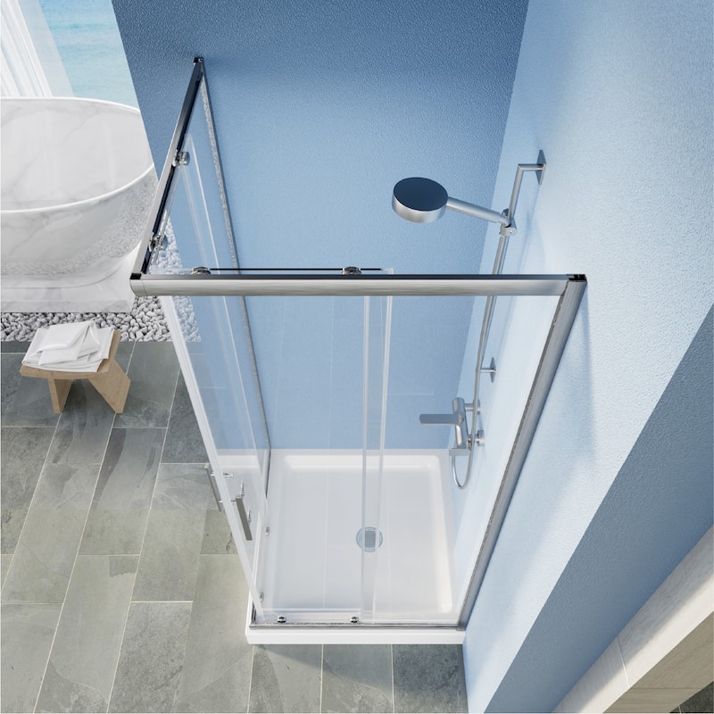 i-Homare 36 in.D x 36 in. W x 72 in. H Corner Shower Enclosure with Double Sliding Doors