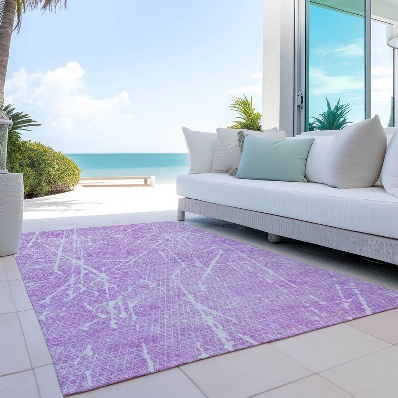 Machine Washable Indoor/ Outdoor Chantille Contemporary Crackle Rug