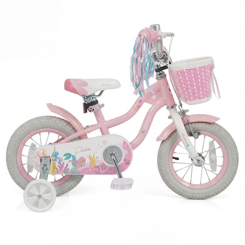 Gymax 12'' Kids Bike w/Training Wheels Hand Coaster Brakes Adjustable