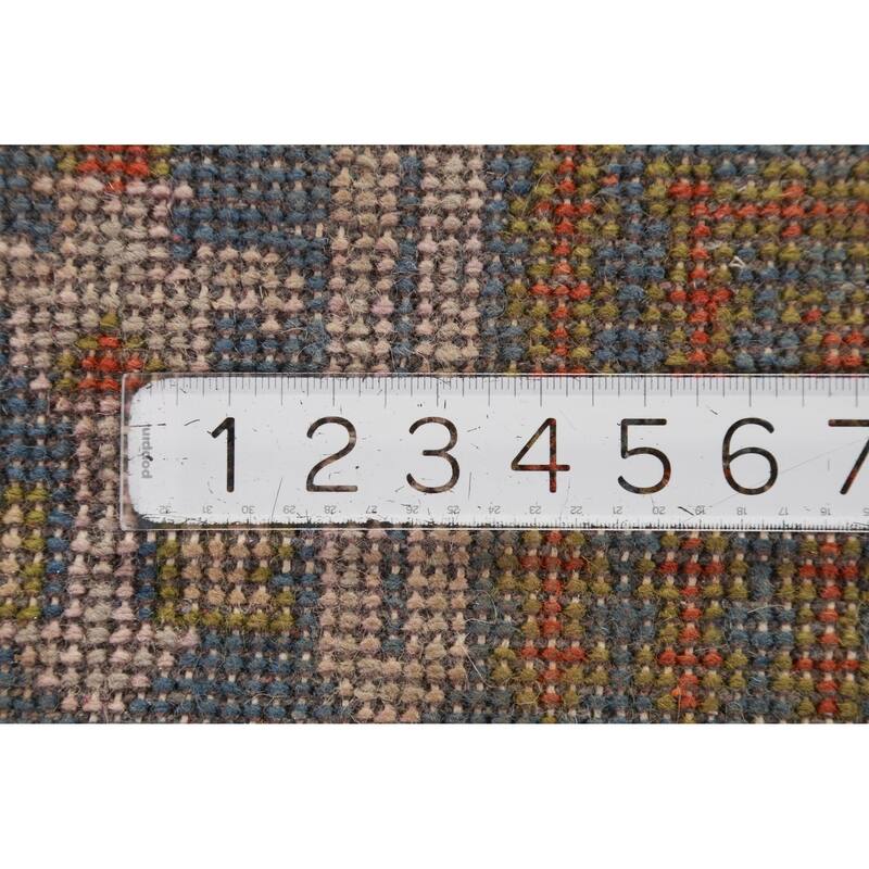 Hand Knotted Oriental 100% Wool Carpet Transitional Geometric Navy Blue & Blues Oushak Area Rug - 6' 0'' X 2' 7''