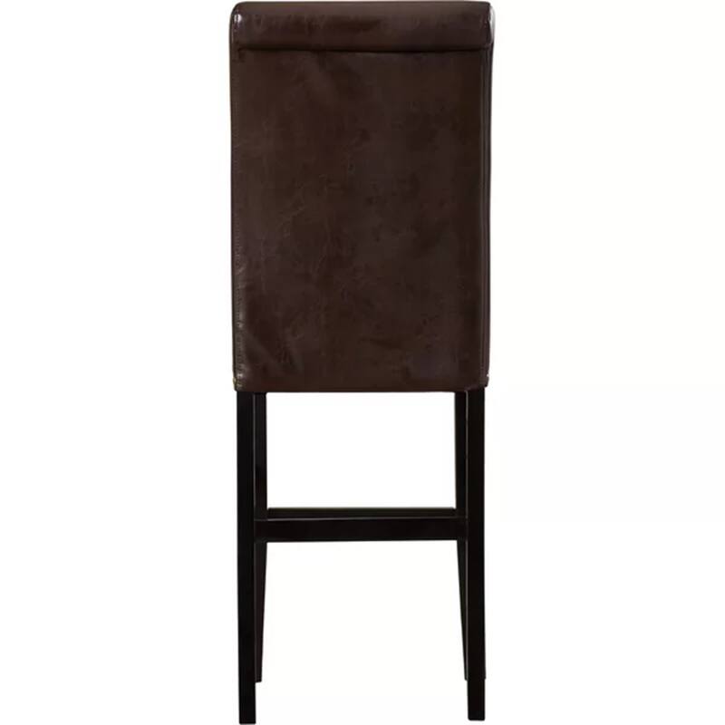Modern Set of 2 Leather Counter Stools with Nail head Decoration and Upholstered for Bedroom and Dining Room