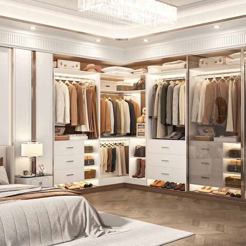 Cimly Set of 3 Freestanding Corner Closet System, Space-saving Closet Organizer for Walk-in/ Reach-in Closet