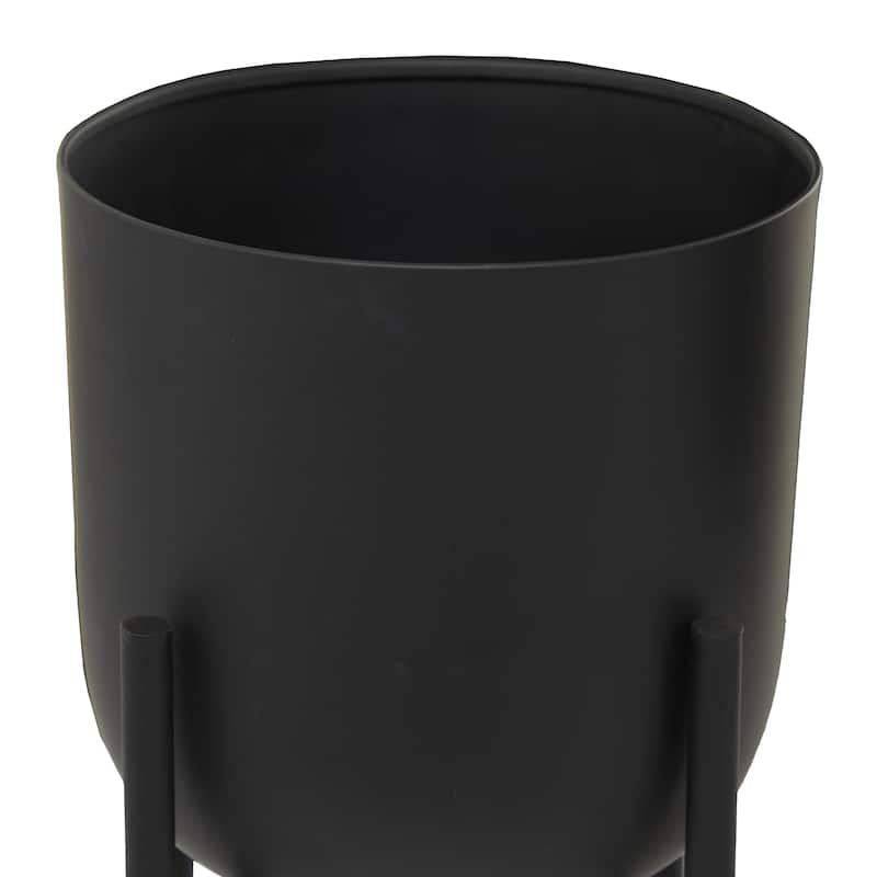 Metal Indoor Outdoor Planter with Removable Stand - Set of 2 Black or White - CosmoLiving by Cosmopolitan