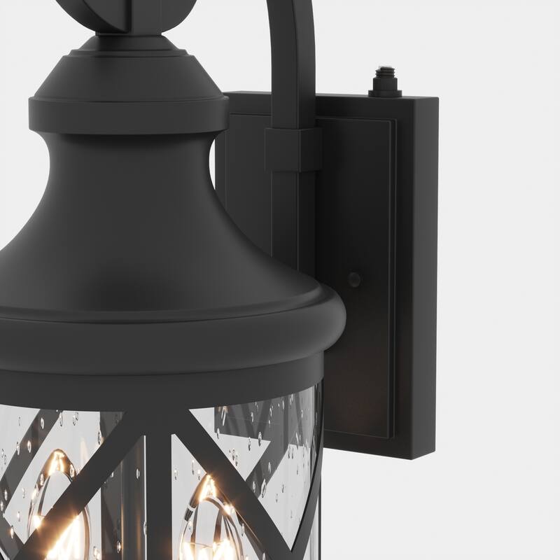 Maxax 2-Bulb Black Metal Outdoor Wall Lantern, Dusk-To-Dawn