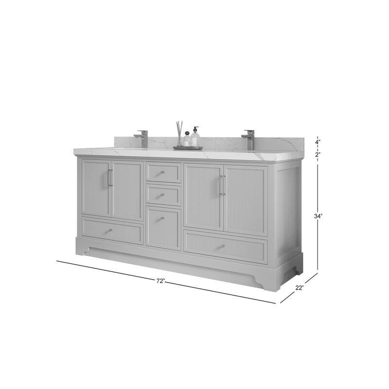 Willow Collections 72 x 22 Alys Double Bowl Sink Bathroom Vanity with Countertop