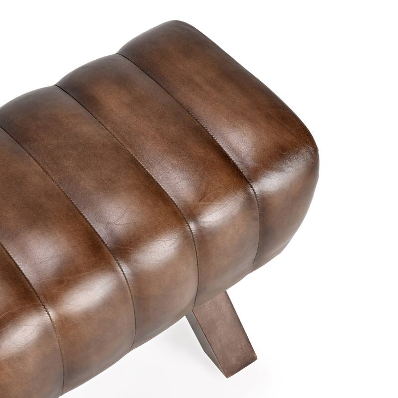 Classic Home Florian 50" Leather Bench in Brown
