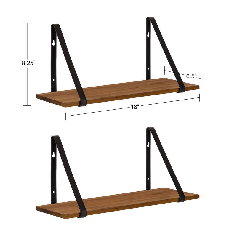 Kate and Laurel Soloman Wood 2 Piece Shelves with Metal Brackets