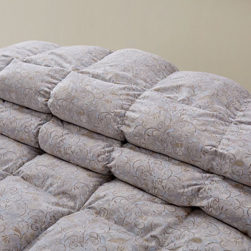 All Season Paisley Floral Printed Vintage White Goose Feather Down Comforter
